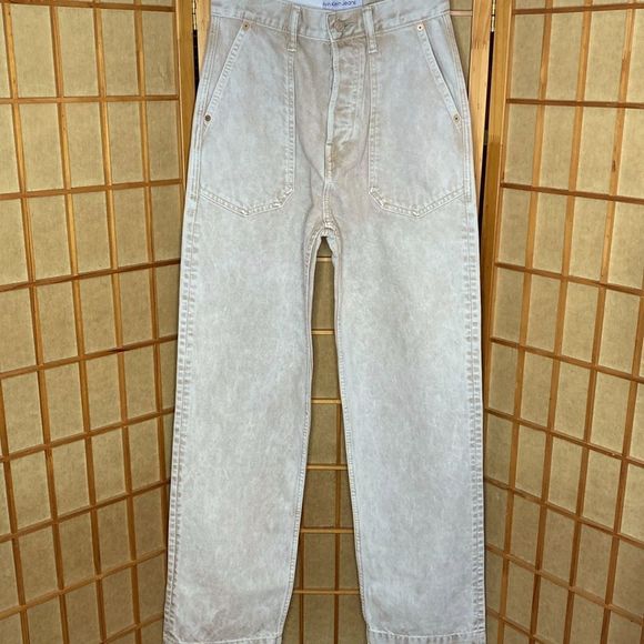 Calvin Klein Jeans Tan Washed Denim Relaxed Fit Unisex Jeans - Picture 1 of 15